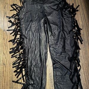 Ashley Stewart Black Fringe Jumpsuit